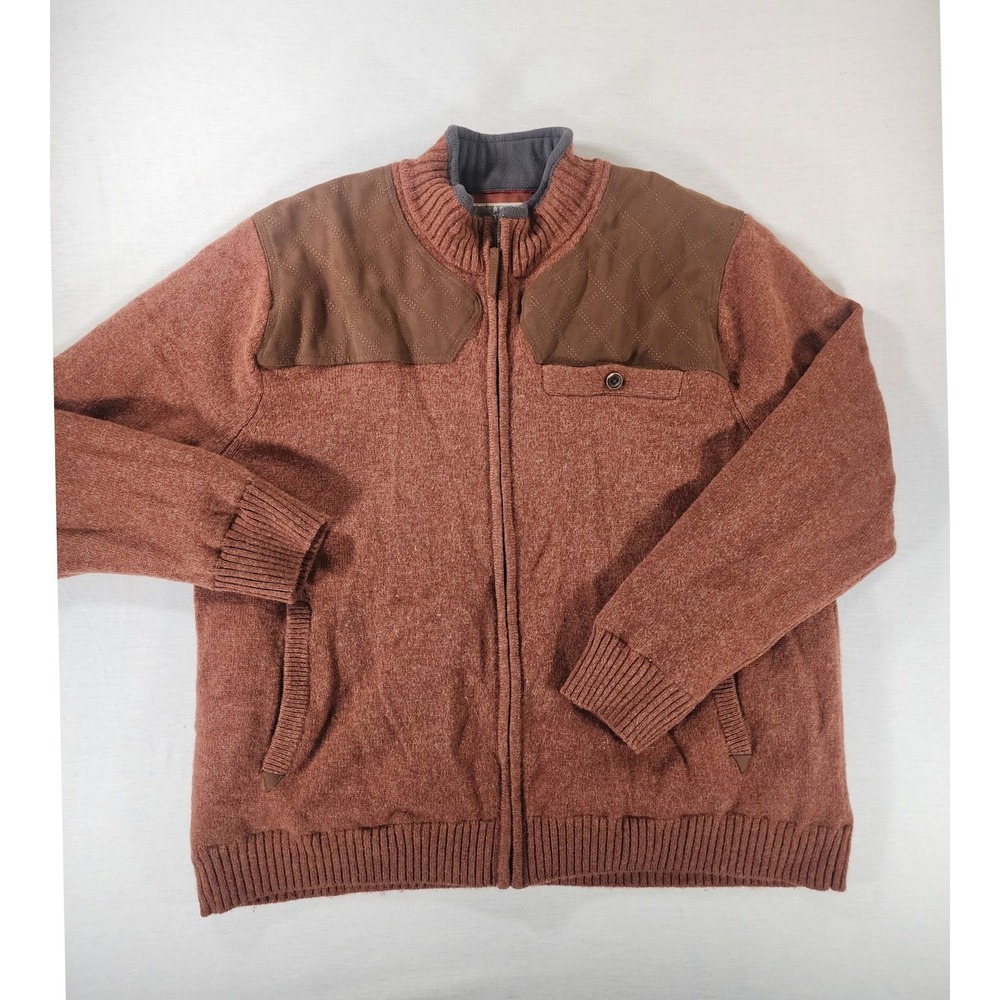 Duluth Trading Co Shetland Wool Sweater Jacket Men 3XL Quilted Shoulder Full Zip